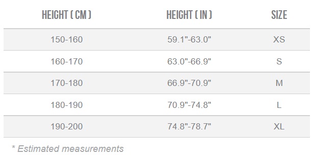 Rower miejski Orbea Carpe 15 - tabela rozmiarów 